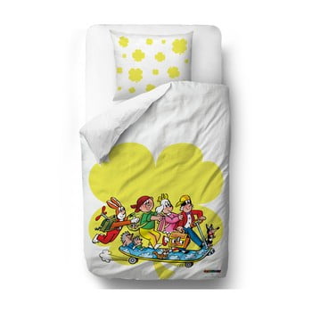 Lenjerie de pat din bumbac satinat pentru copii Mr. Little Fox Clover Skate, pat single, 100 x 130 cm