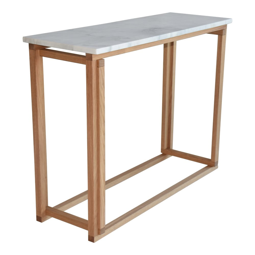 Bílý mramorový konferenční konferenční stolek s podnožím z dubového dřeva RGE Accent, šířka 100 cm