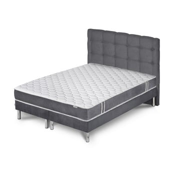 Pat cu saltea și 2 box spring stella cadente maison syrius dahla, 180 x 200 cm, gri