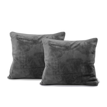 Set 2 fețe de pernă din bumbac decoking mic, 45 x 45 cm, gri închis