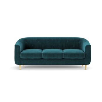 Canapea cu tapițerie din catifea kooko home corde, 175 cm, turcoaz închis