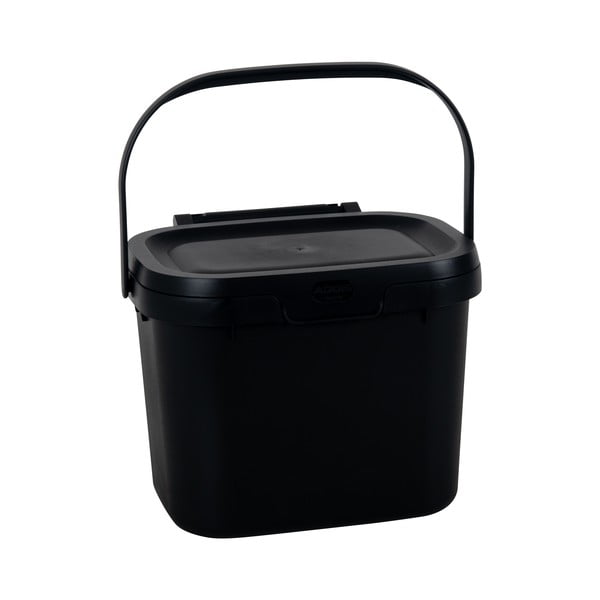 Černá nádoba na kompostovatelný odpad s víkem Addis, 24,5 x 18,5 x 19 cm