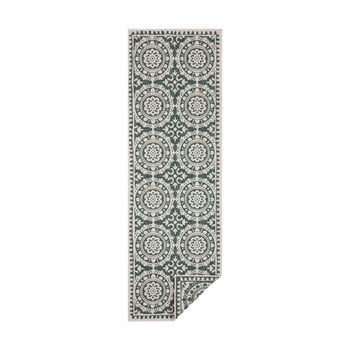 Covor reversibil bougari jardin, 80 x 250 cm, verde-crem