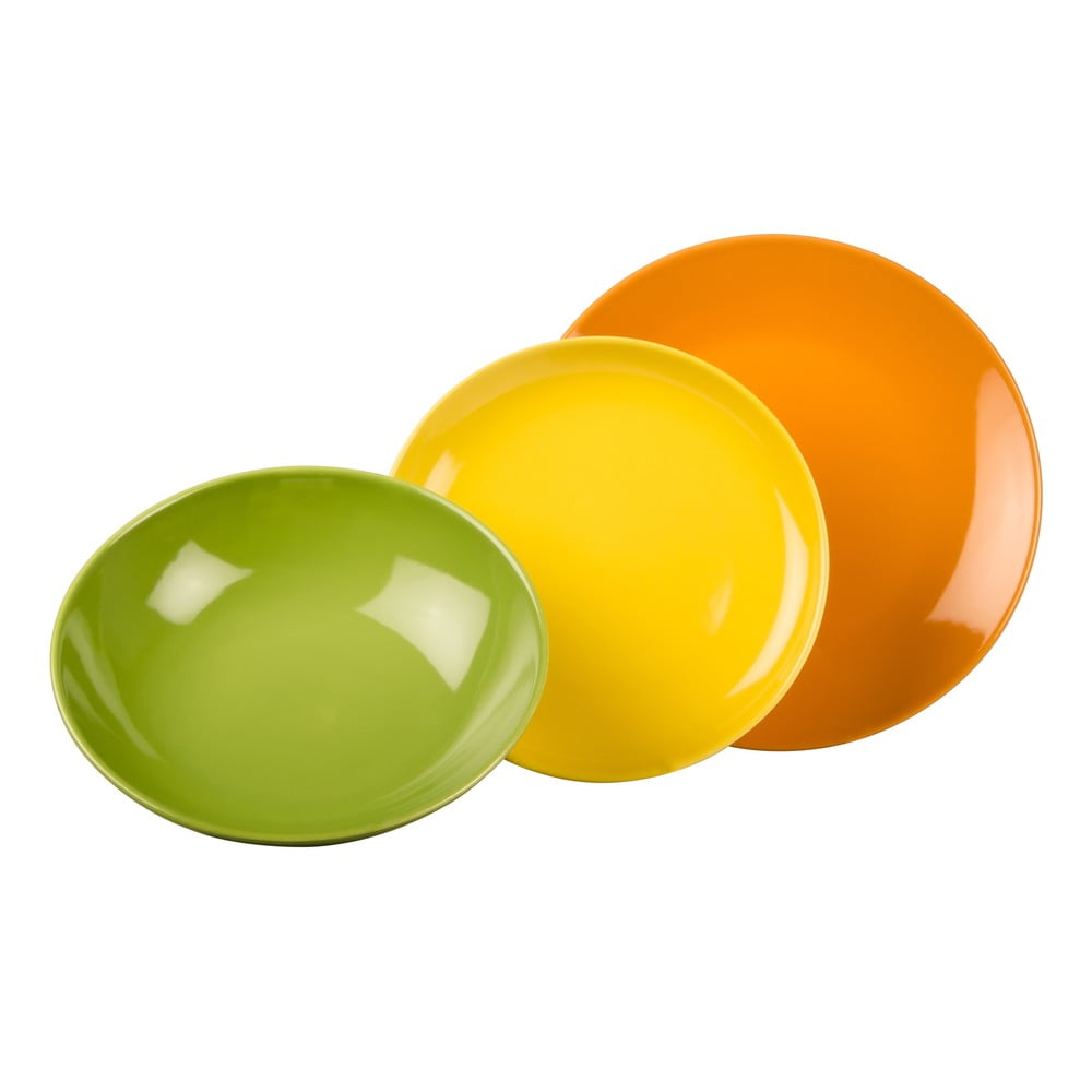 18dílná sada talířů Kaleidos, žluto-zeleno-oranžová