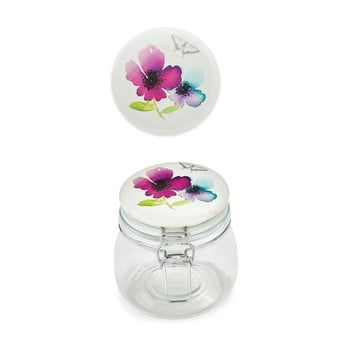 Borcan din sticlă cu capac din ceramică cooksmart chatsworth floral, 500 ml