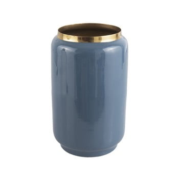 Vază cu detalii aurii pt living flare, înălțime 22 cm, albastru