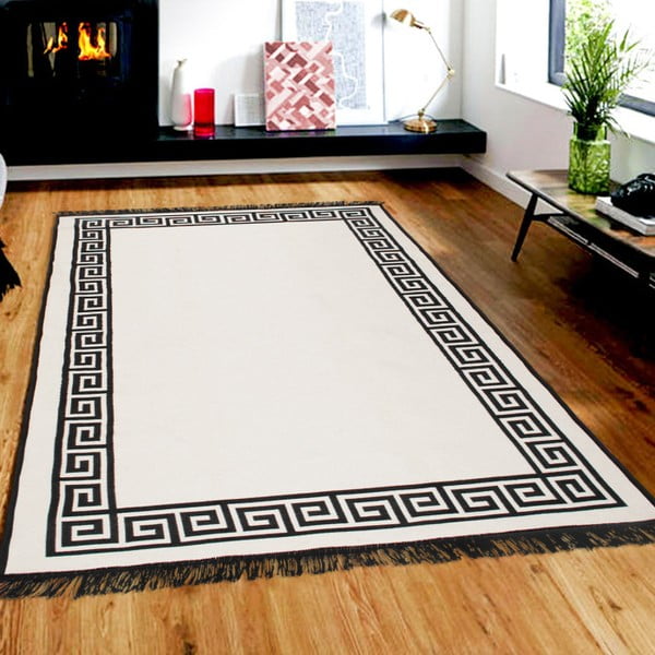 Béžovo-černý oboustranný koberec Justed, 80 x 150 cm