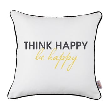 Față de pernă apolena think happy, 43 x 43 cm, negru - alb