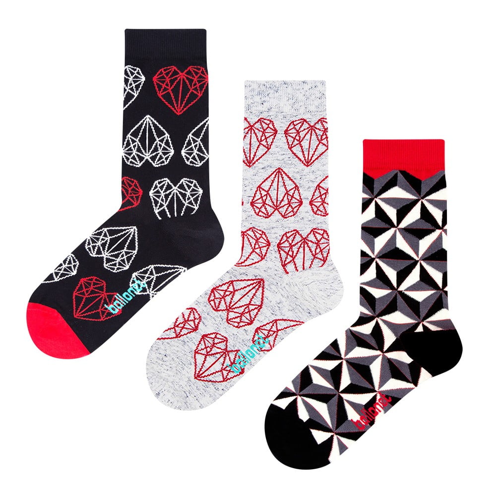 Set 3 párů ponožek Ballonet Socks Black & White v dárkovém balení, velikost 36 - 40