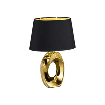 Veioză din ceramică și pânză trio taba, înălțime 33 cm, negru-auriu