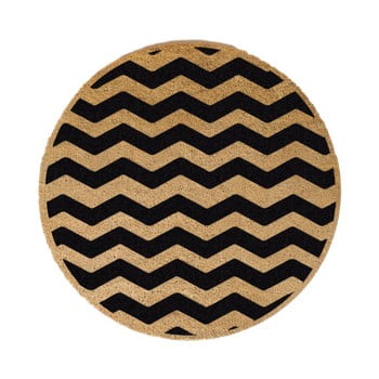 Covor intrare rotund artsy doormats chevron, ⌀ 70 cm, negru