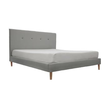 Pat vivonia kent 180 x 200 cm, gri deschis, nasturi gri închis, picioare culoare deschisă