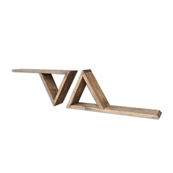 Set 2 rafturi din lemn pentru perete triangles