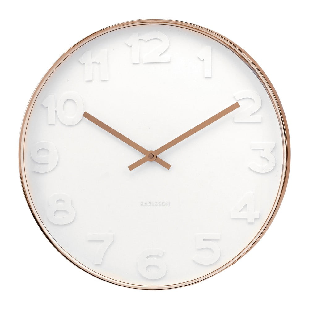 Bílé hodiny Present Time Minimal Copper