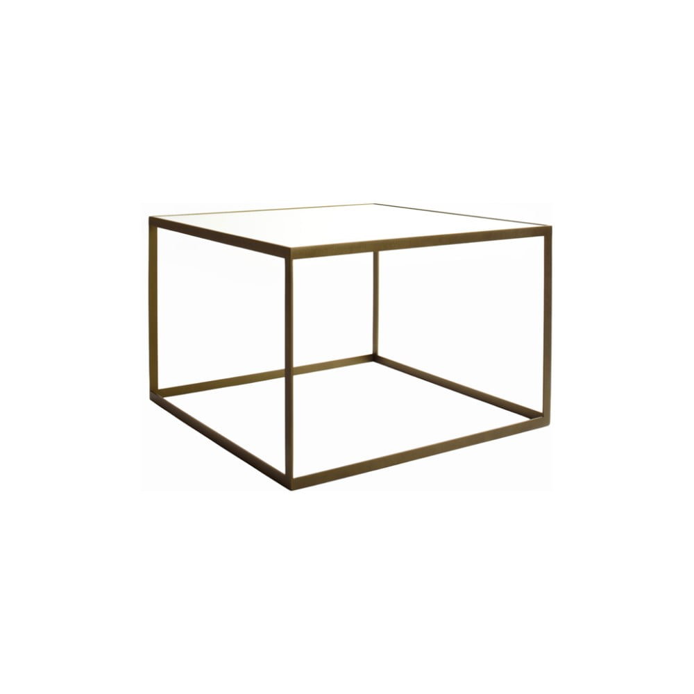 Zlatý konferenční stolek se sklem satináto Kureli Kubisto, 50x80cm