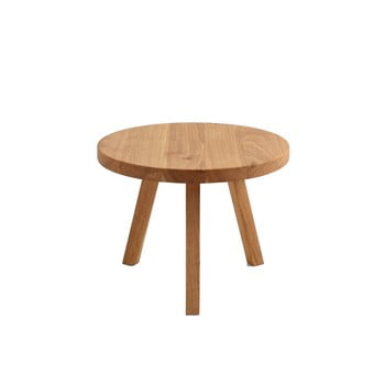 Măsuță auxiliară din lemn de stejar custom form treben, diametru 60 cm