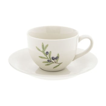 Ceașcă din ceramică cu farfurioară clayre & eef olive, 200 ml, alb