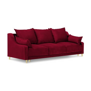 Canapea extensibilă cu 3 locuri și spațiu de depozitare mazzini sofas pansy, roșu