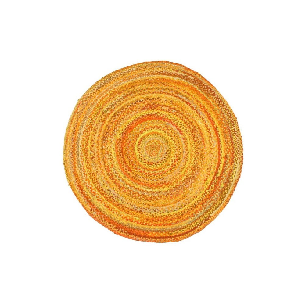 Žlutý bavlněný kruhový koberec Eco Rugs, Ø 150 cm
