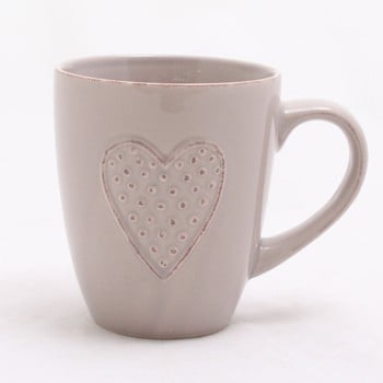 Cană ceramică decorată manual dakls heart, 300 ml, bej