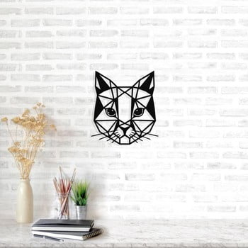 Decorațiune metalică de perete cat, 45 x 49 cm, negru