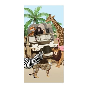 Prosop de plajă cu imprimeu good morning jeep jungle, 75 x 150 cm