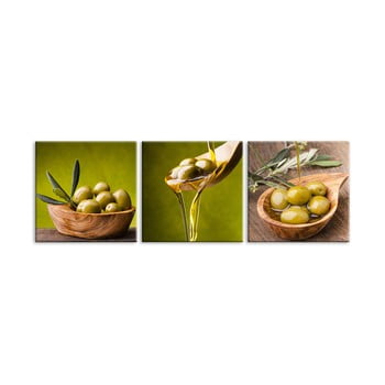 Set 3 tablouri din sticlă styler olives