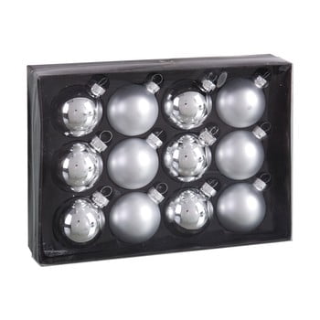 Set 12 decorațiuni de crăciun unimasa brightness, argintiu