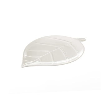 Platou din ceramică unimasa leaf, lungime 25 cm, alb