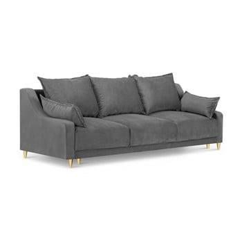 Canapea extensibilă cu 3 locuri și spațiu de depozitare mazzini sofas pansy, gri deschis