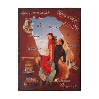 Placă metalică Antic Line Carte Italie, 25 x 33 cm imagine