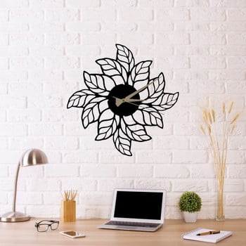 Ceas de perete Glozis Leaves Clock, ⌀ 48 cm, negru