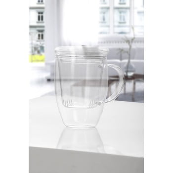 Cană pentru ceai din sticlă cu infuzor și capac bambum denisse, 500 ml