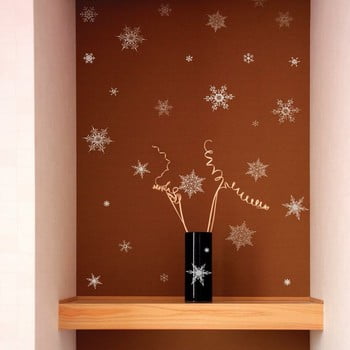 Set 30 autocolantede crăciun ambiance christmas silver flakes