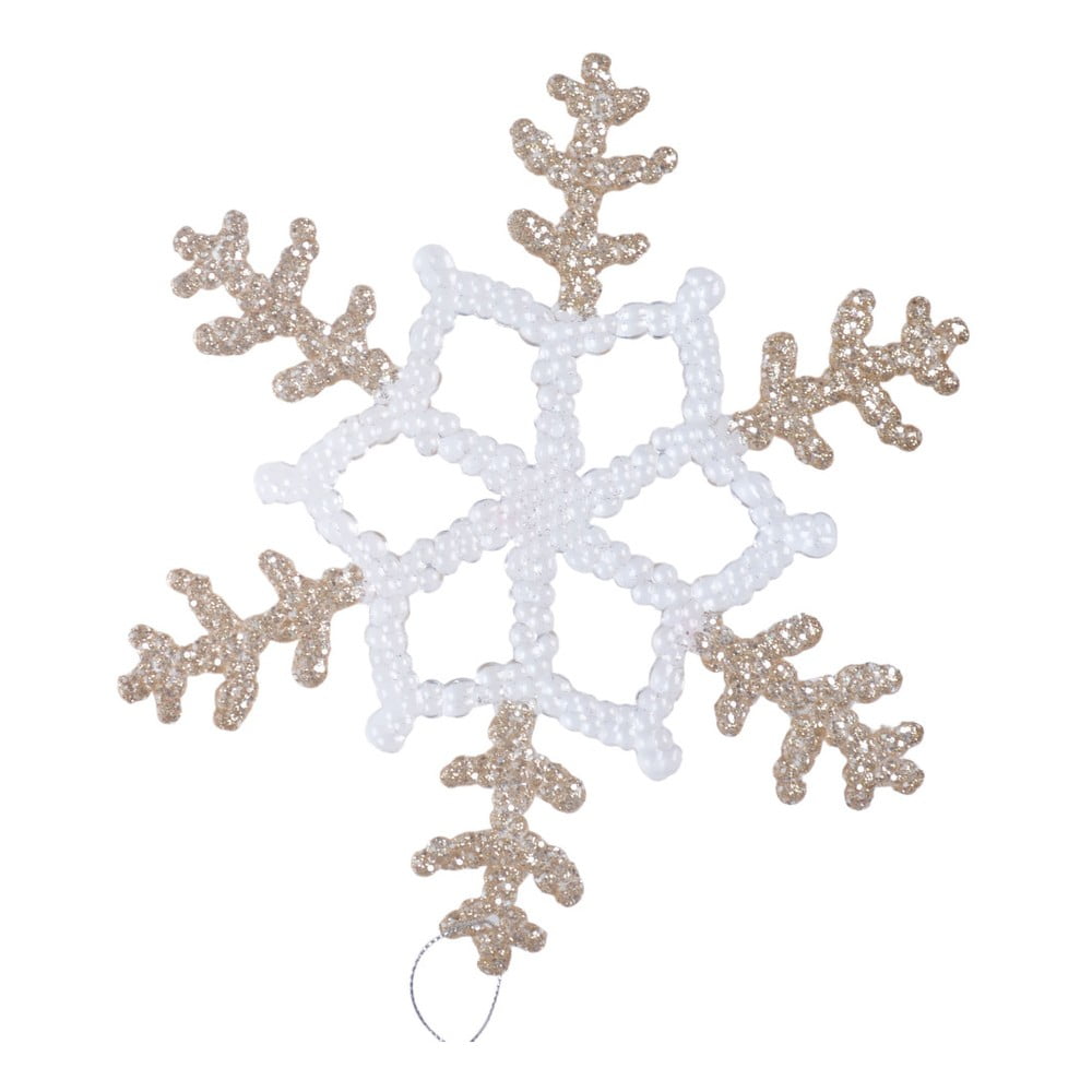 Závěsná dekorace v bílé a béžovozlaté barvě Ewax Snowflake, ⌀ 20 cm