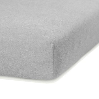Cearceaf elastic ameliahome ruby, 200 x 80-90 cm, gri deschis