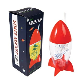 Pahar în formă de rachetă cu pai pentru copii rex london space age
