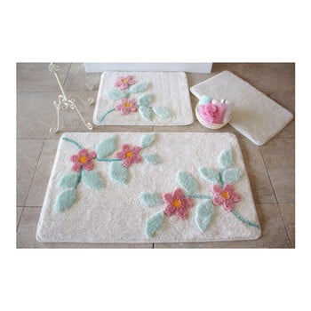 Set 3 covorașe de baie Confetti Bathmats Bonita, alb