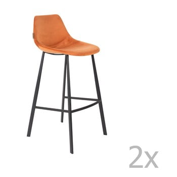 Set 2 scaune bar cu tapițerie catifelată Dutchbone, înălțime 106 cm, portocaliu de la Dutchbone
