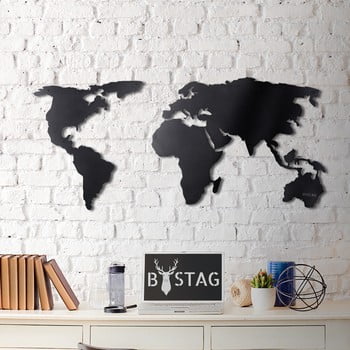 Decorațiune din metal pentru perete black map, 60 x 120 cm