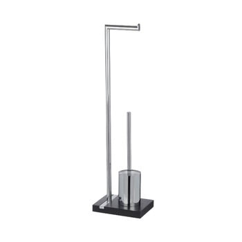 Perie toaletă și suport din inox pentru hârtie igienică wenko noble, negru