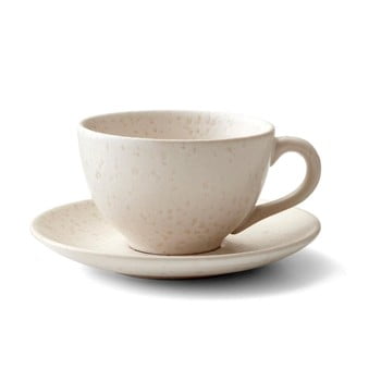 Ceașcă cu farfurioară din gresie ceramică bitz matte cream, 240 ml, crem