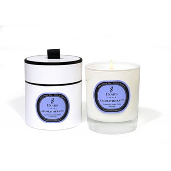 Lumânare parfumată parks candles london aromatherapy, aromă de violete, mușețel și miere, 50 ore