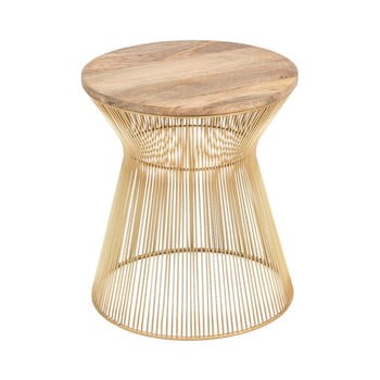Masă auxiliară cu blat din lemn woox living chloe, ⌀ 40 cm, auriu