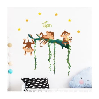 Set autocolante pentru perete cu maimuțe și litere ambiance monkey