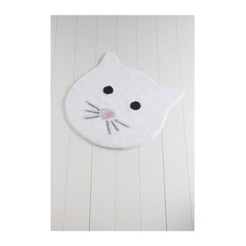 Covor de baie cat, ⌀ 90 cm, alb