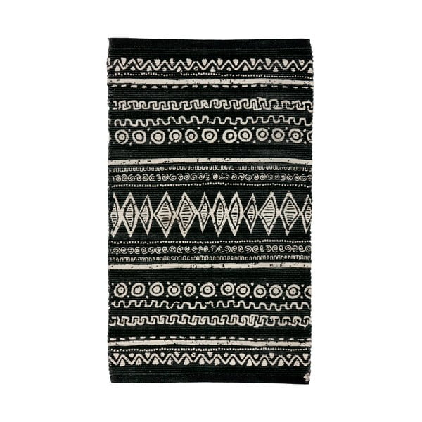 Černo-bílý bavlněný koberec Webtappeti Ethnic, 55 x 110 cm