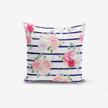 Față de pernă cu amestec din bumbac minimalist cushion covers blue linears kavanice flower, 45 x 45 cm