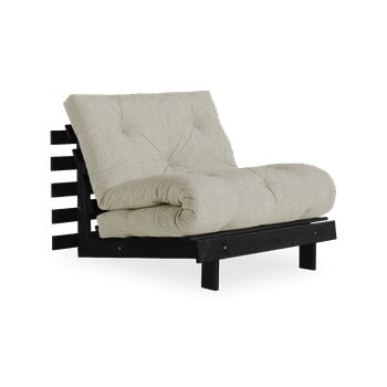 Fotoliu extensibil karup design roots black/linen, crem - gri