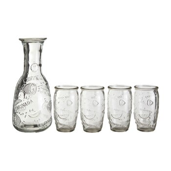 Set 4 pahare și carafă premier housewares embossed